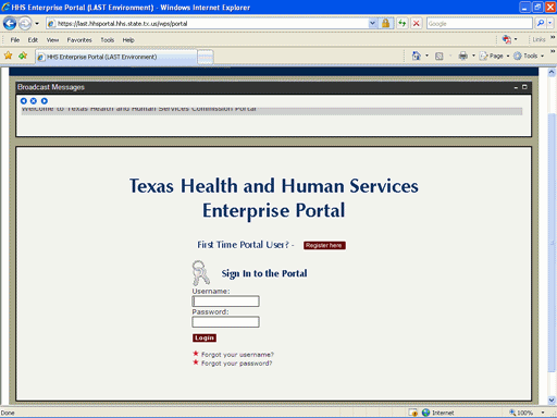 Screenshot of Portal Logon page